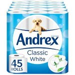 Andrex White Toilet Tissue - 45 Rolls (5 x pack of 9 rolls)