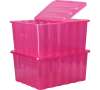 HOME 48 Litre Pink Plastic Storage Boxes - Set of 2