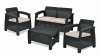 Keter Corfu Outdoor 4 Seater Rattan Furniture Set with Accent Table