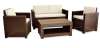Keter Allibert Monaco 4 Seater Lounge Set - Brown with Cream cushions