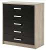 Delta 5 Drawer Chest Oak Effect, Black