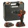 BLACK+DECKER 18 V Lithium Ion Hammer Drill w/ Kit Box 2 Batteries