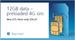 O2 12GB Preloaded 4G Data Sim for 12 months