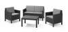 Allibert by Keter Chicago 4 Seater Rattan Lounge Garden Furniture Set - Graphite with Grey Cushions