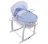Blue Barley Print Moses White Wicker Moses Basket (C&C, otherwise £3 Standard Del - Excludes Stand)