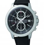 Seiko Men's Black Dial Chrono Strap Watch
