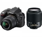 NIKON D3300 DSLR Camera with 18-55 mm ED f/3.5-5.6G Zoom Lens & 55-200 mm f/4.5-5.6G Telephoto Zoom Lens - £20 cashback = £319