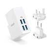Anker 27W 4-Port USB Wall Charger PowerPort 4 Lite with Interchangeable UK and EU Plugs - White sold by AnkerDirect