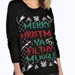 Harry Potter Christmas Jumper - Merry Christmas Ya Filthy Muggle (FREE NEXT DAY DELIVERY 11:00-14:00) £10.00 @ BooHoo