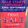 Next Sale instores Sat 23rd Sept - Now live