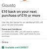 £10 cash back on purchases of £10 or more PLUS 50% off your first and second order at Gousto via Visa offers with any HSBC account