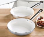 Two 24cm Brushed Aluminuim Frying Pans