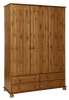 Furniture To Go Copenhagen 3-Door 4-Drawer Robe, 186 x 130 x 57 cm, Antique Pine