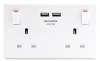 Wickes 2 Gang Switched Socket with 2 USB Ports 13A White (C&C)