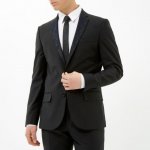 Black floral lapel wool-blend suit jacket - Now £30.00 (over 70% off) @ River Island