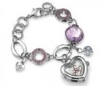 LIPSY SILVER AND PINK CHARM WATCH