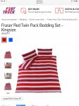 ARGOS Fraser Red Twin Pack Bedding Set - Kingsize. (4pillowcases + 2duvet covers)