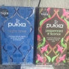 Pukka herbal teas - detox, night time, peppermint and licorice and 3 mint. lemon ginger and Manuka honey, elderberry and echinacea, matcha green tea