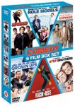 Kick-Ass/Role Models/Pineapple Express/Grown Ups/Superbad/Step Brothers (6 dvd Box Set) ZOOM WITH CODE