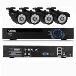 Floureon 4CH AHD CCTV DVR Recorder with 4x 1500TVL 1.3MP Night Vision Security Cameras Kit (P2P Cloud Remote Access, Smartphone View& Record, Motion Detection)
