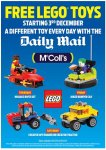 Free lego with Daily mail only at McColls from tomorrow 60p