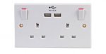 CPC 2 gang wall socket with USB ports £6.95