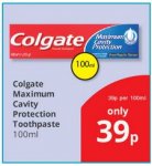 SAVERS: IN-STORE: Colgate Maximum Cavity Protection Toothpaste (100ml): £0.39