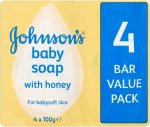 Johnson's Baby Soap with Honey (4 x 100g)