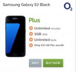 Samsung Galaxy S7 on O2. £0 upfront and £31/month, 24 month contract, MOBILES.co.uk £744.00