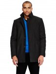 Funnel Neck Single Breasted Coat with Wool
