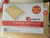 pack of 4 Bubble Wrap Envelopes 9" x 12" half price 50p at factory shop