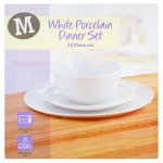 White Porcelain Dinner Set - 12 Piece
