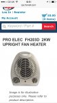 PRO ELEC FH203D 2KW UPRIGHT FAN HEATER