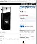 Emporio Armani diamond for men black carat eau de toilette 50ml