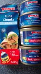 Princes Red Salmon 50p, Tuna, Mayo & Sweetcorn 25p, Mackerel Fillets 25p, Pilchards