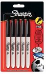 Sharpie Permanent Marker, Fine Point - Pack of 5, Black