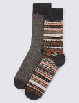 M&S Wool Blend Socks 2 Pairs (Size 8-9½) C&C