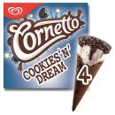 Cornetto Cookies 'n' Dream Ice Cream Cones (4 x 90ml) (Rollback Deal)