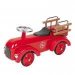 Classic Ride-On Foot To Floor Aluminium Fire Engine Car in Red Del