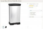 Curver Deco 50 Litre Pedal Bin, Silver
