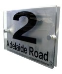 House Number Sign/Plaque Brushed Aluminium & Acrylic FREE UK delivery - Dispatched from and sold by UK Sign Shop