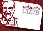 Fillet or Zinger Burger Meal for £3.00 (COLONEL'S CLUB MEMBER'S) from 26th APRIL '16 - 5th June'16.