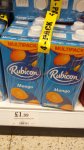 Rubicon mango juice 4 pack 1 works out litre 50p