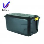 Strata Heavy Duty Black 145L Plastic Storage Box On Wheels