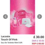 Lacoste Touch Of Pink Eau De Toilette Gift Set @ The fragrance shop £25.50