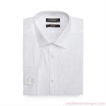 St George by Duffer Big and tall white herringbone striped slim shirt