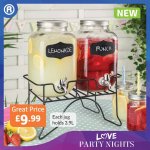 Twin Drinks Dispensers with Stand & Chalk