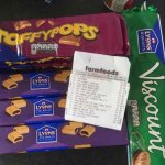 Toffypops, fig roll, and viscount