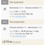 MANCHESTER - ORLANDO FLIGHTS £219.00 return with Thomson