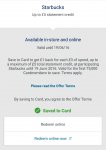 Amex deal - Get £1 back for every spent in Starbucks (£1 back per transaction of £3+)